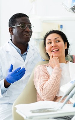 Woman smiling at the dentist