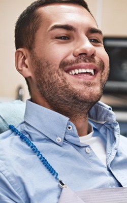 Man smiling at the dentist